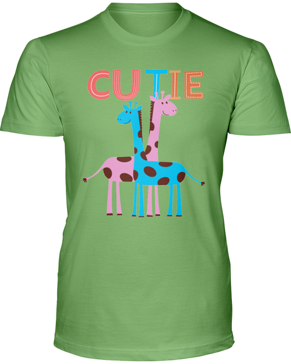 Giraffe Cutie T-Shirt - Design 2 - Heather Green / S - Clothing giraffes womens t-shirts
