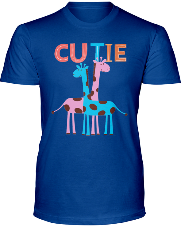 Giraffe Cutie T-Shirt - Design 2 - Hthr True Royal / S - Clothing giraffes womens t-shirts