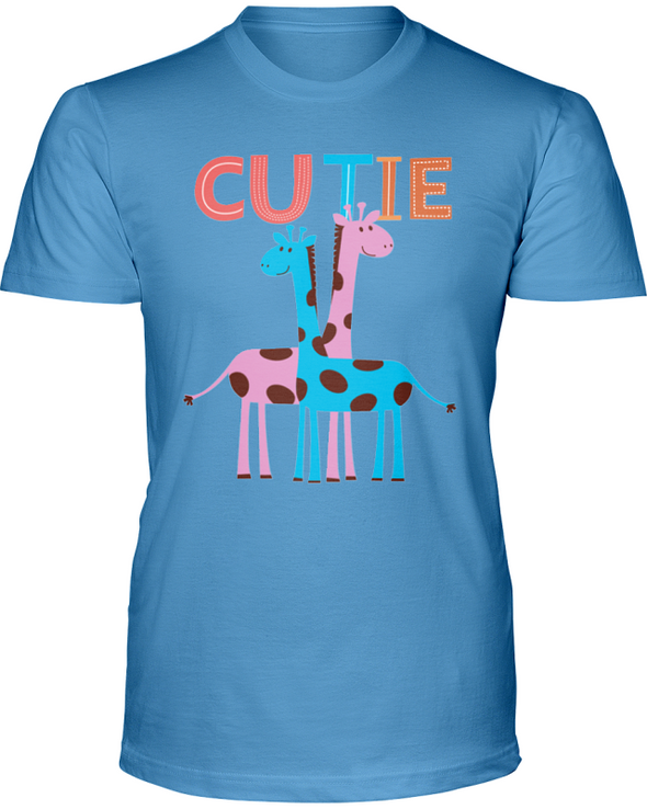 Giraffe Cutie T-Shirt - Design 2 - Ocean Blue / S - Clothing giraffes womens t-shirts