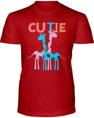 Giraffe Cutie T-Shirt - Design 2 - Red / S - Clothing giraffes womens t-shirts