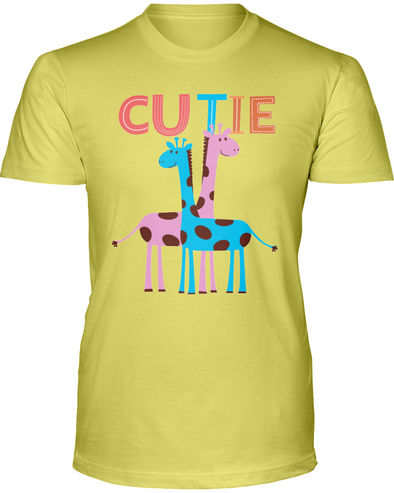 Giraffe Cutie T-Shirt - Design 2 - Yellow / S - Clothing giraffes womens t-shirts