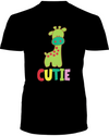 Giraffe Cutie T-Shirt - Design 3 - Black / S - Clothing giraffes womens t-shirts