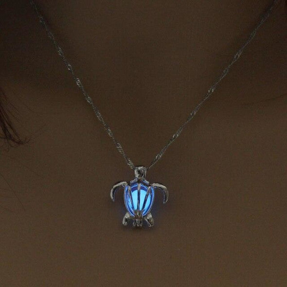 Glow in the Dark Small Turtle Pendant Necklace - 4 Colors - blue - Jewelry necklaces, turtles