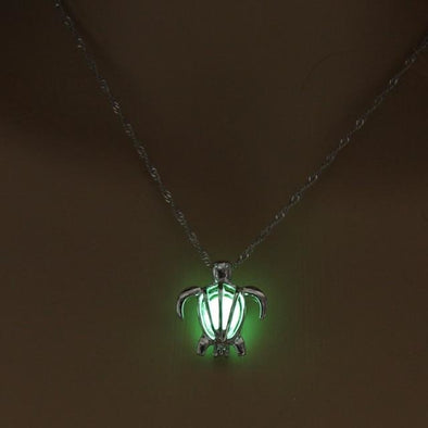 Glow in the Dark Small Turtle Pendant Necklace - 4 Colors - green - Jewelry necklaces, turtles