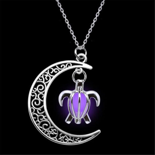 Glow in the Dark Turtle Pendant Necklace - 4 Colors - Purple - Jewelry bohemian necklaces turtles