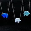 Hand-Carved Fire Blue Opal Elephant Necklace - Jewelry elephants, necklaces, opal