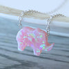 Hand-Carved Fire Pink Opal Elephant Necklace - Jewelry elephants necklaces opal
