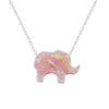 Hand-Carved Fire Pink Opal Elephant Necklace - Jewelry elephants necklaces opal