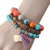 Handmade 3-Piece Bohemian Elephant Tassel & Bead Bracelet - 4 Styles - Jewelry bohemian bracelets elephants yoga gear
