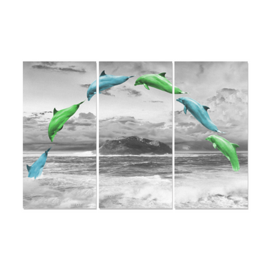 Jumping Dolphins - Canvas Wall Art - Blue/green Dolphin - Wall Art Canvas Prints Dolphins Wall Art