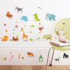 Jungle Animals W/elephant Giraffe Tiger Rhino Turtle - Kids Room Wall Sticker - Wall Art Big Cats Elephants Giraffes Tigers Wall Stickers
