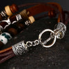Leather Wood Stone & Metal Elephant Pendant Bracelet - Jewelry Bracelets Elephants