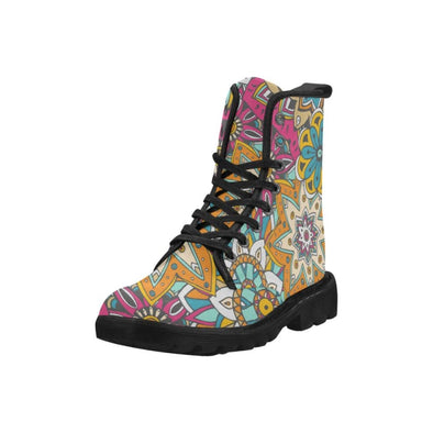 Limited Edition Womens Canvas Ankle Boots - Hand Drawn Mini-Mandalas Patterns - Footwear ankle boots boots mandalas