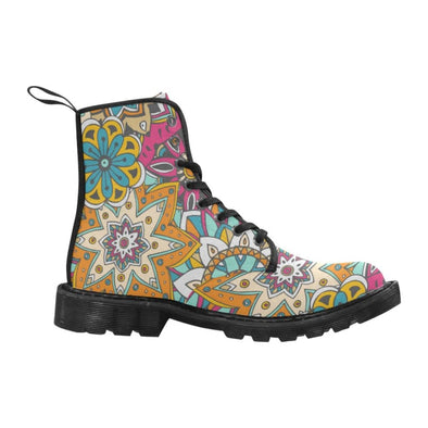 Limited Edition Womens Canvas Ankle Boots - Hand Drawn Mini-Mandalas Patterns - Footwear ankle boots boots mandalas