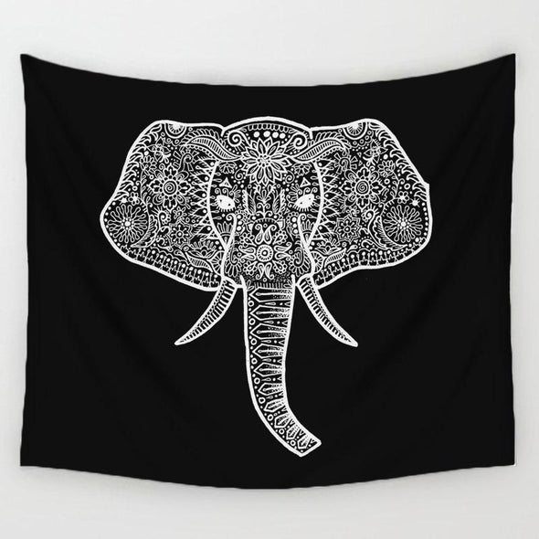 Mandala India Elephant Wall Tapestry - Elephant - beachware elephants mandalas tapestries yoga gear