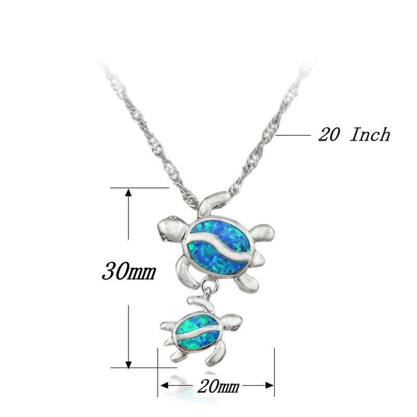 Multi-Color Fire Opal Turtle With Baby Pendant & Necklace - Jewelry Necklaces Opal Turtles