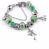 Ocean Dolphin Bracelet - Green Beads / 6.7in / 17cm - Jewelry