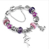 Ocean Dolphin Bracelet - Purple Beads / 6.7in / 17cm - Jewelry
