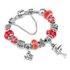 Ocean Dolphin Bracelet - Red Beads / 6.7in / 17cm - Jewelry