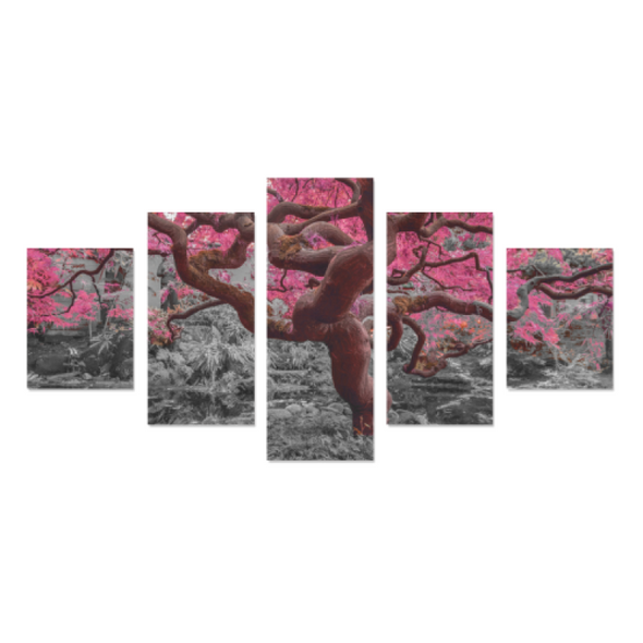 Old Wise Tree in the Forest - Canvas Wall Art - Old Wise Tree - Hot Pink Canvas Wall Art Z (5 pieces) - Wall Art canvas prints trees