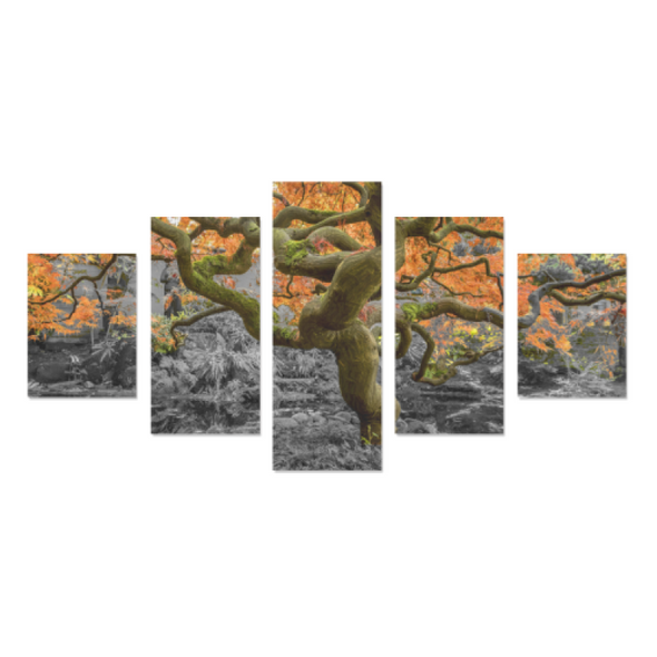Old Wise Tree in the Forest - Canvas Wall Art - Old Wise Tree - Orange Canvas Wall Art Z (5 pieces) - Wall Art canvas prints trees