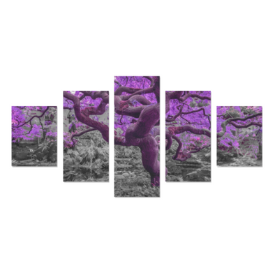 Old Wise Tree in the Forest - Canvas Wall Art - Old Wise Tree - Purple Canvas Wall Art Z (5 pieces) - Wall Art canvas prints trees