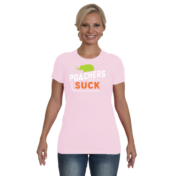 Poachers Suck Statement (Elephants) T-Shirt - Design 1 - Clothing elephants womens t-shirts