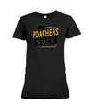 Poachers Suck Statement (Elephants) T-Shirt - Design 2 - Black / S - Clothing elephants womens t-shirts