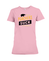 Poachers Suck Statement (Elephants) T-Shirt - Design 2 - Pink / S - Clothing elephants womens t-shirts