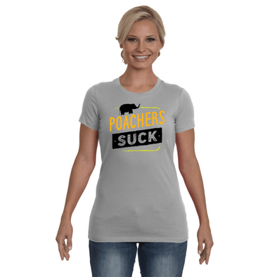 Poachers Suck Statement (Elephants) T-Shirt - Design 2 - Clothing elephants womens t-shirts