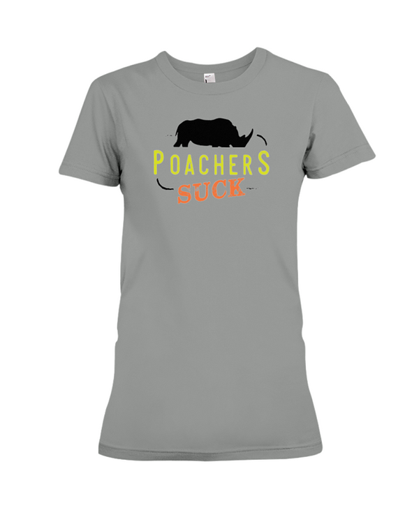 Poachers Suck Statement (Rhinos) T-Shirt - Design 1 - Deep Heather / S - Clothing rhinos womens t-shirts