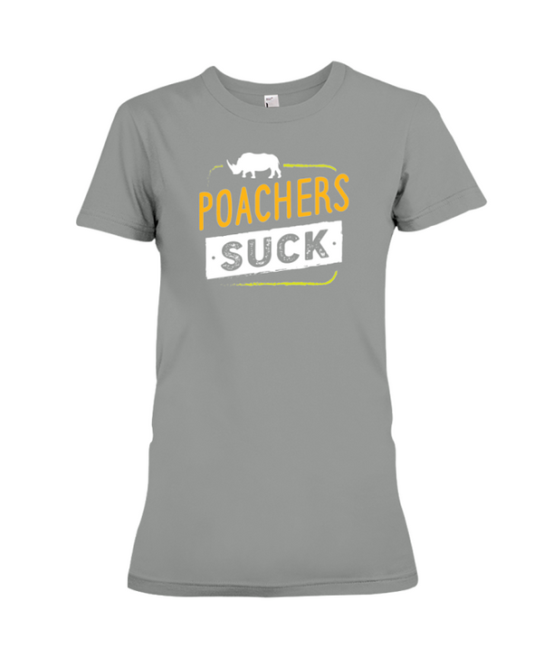 Poachers Suck Statement (Rhinos) T-Shirt - Design 2 - Deep Heather / S - Clothing rhinos womens t-shirts