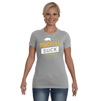 Poachers Suck Statement (Rhinos) T-Shirt - Design 2 - Clothing rhinos womens t-shirts