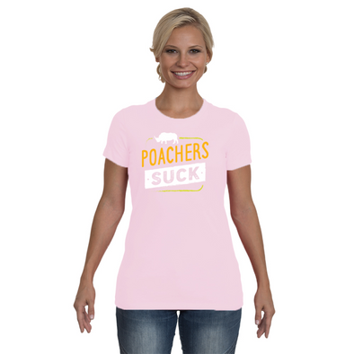 Poachers Suck Statement (Rhinos) T-Shirt - Design 2 - Clothing rhinos womens t-shirts