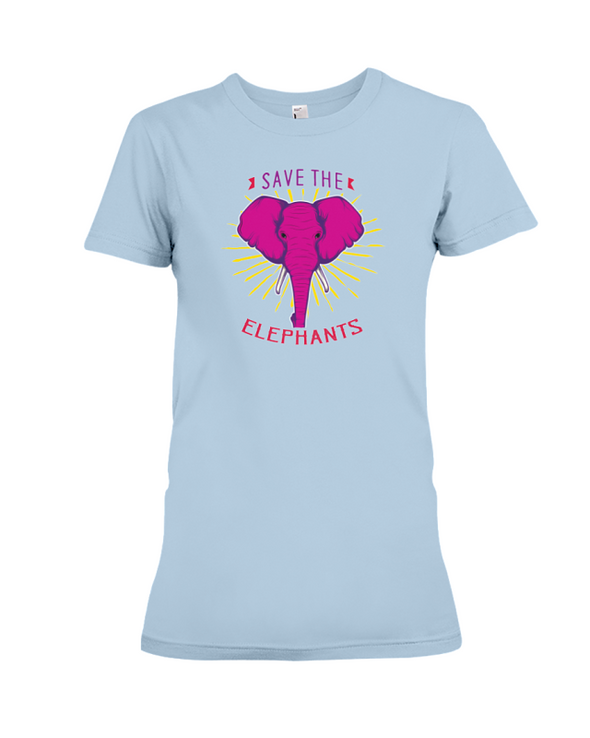 Save the Elephants Statement T-Shirt - Design 2 - Baby Blue / S - Clothing elephants womens t-shirts