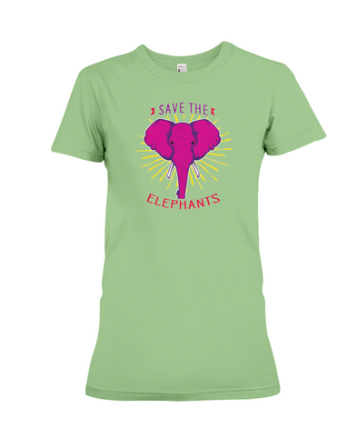 Save the Elephants Statement T-Shirt - Design 2 - Heather Green / S - Clothing elephants womens t-shirts
