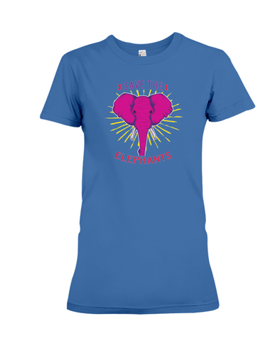 Save the Elephants Statement T-Shirt - Design 2 - Hthr True Royal / S - Clothing elephants womens t-shirts