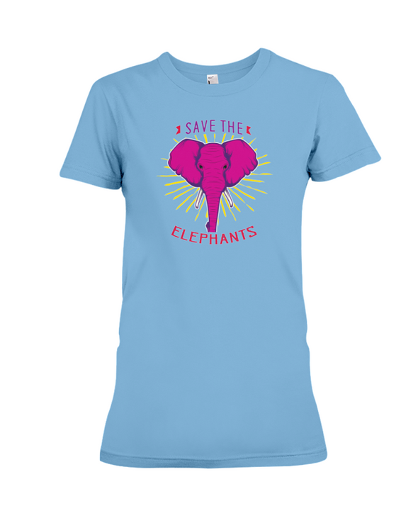 Save the Elephants Statement T-Shirt - Design 2 - Ocean Blue / S - Clothing elephants womens t-shirts