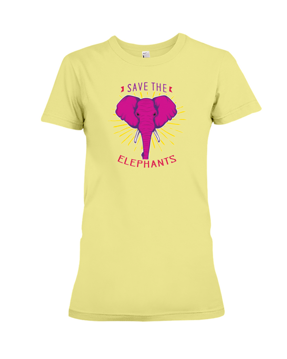 Save the Elephants Statement T-Shirt - Design 2 - Yellow / S - Clothing elephants womens t-shirts