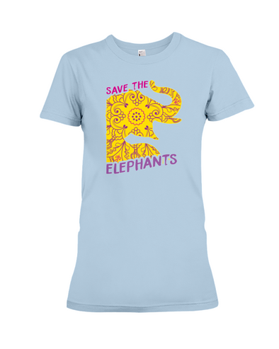 Save the Elephants Statement T-Shirt - Design 3 - Baby Blue / S - Clothing elephants womens t-shirts