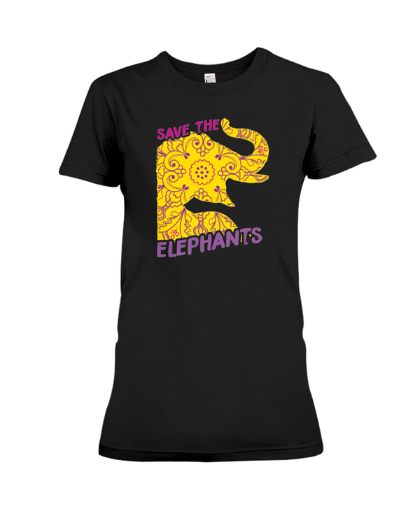 Save the Elephants Statement T-Shirt - Design 3 - Black / S - Clothing elephants womens t-shirts