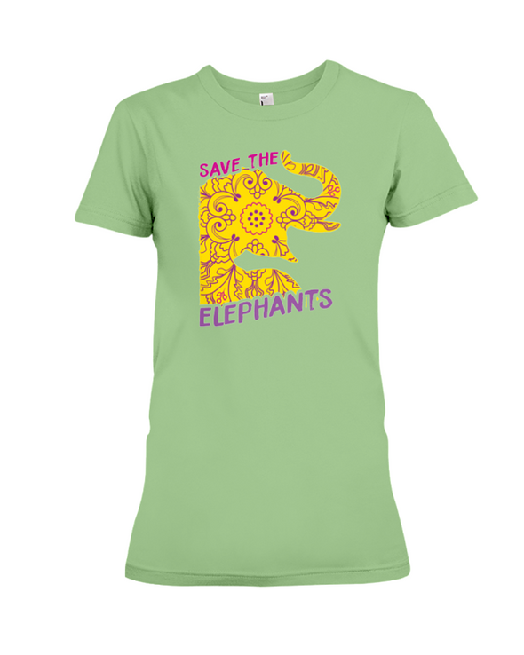 Save the Elephants Statement T-Shirt - Design 3 - Heather Green / S - Clothing elephants womens t-shirts