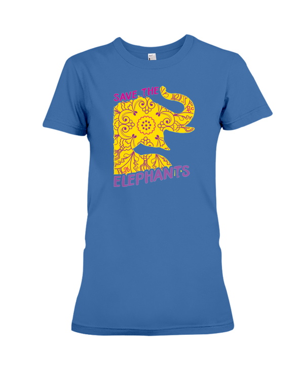 Save the Elephants Statement T-Shirt - Design 3 - Hthr True Royal / S - Clothing elephants womens t-shirts