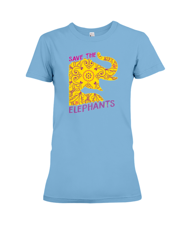 Save the Elephants Statement T-Shirt - Design 3 - Ocean Blue / S - Clothing elephants womens t-shirts