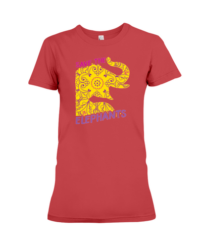Save the Elephants Statement T-Shirt - Design 3 - Red / S - Clothing elephants womens t-shirts