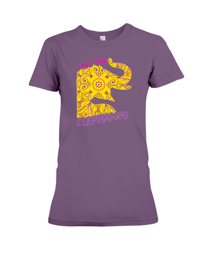 Save the Elephants Statement T-Shirt - Design 3 - Team Purple / S - Clothing elephants womens t-shirts