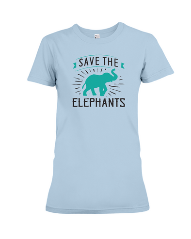 Save the Elephants Statement T-Shirt - Design 4 - Baby Blue / S - Clothing elephants womens t-shirts