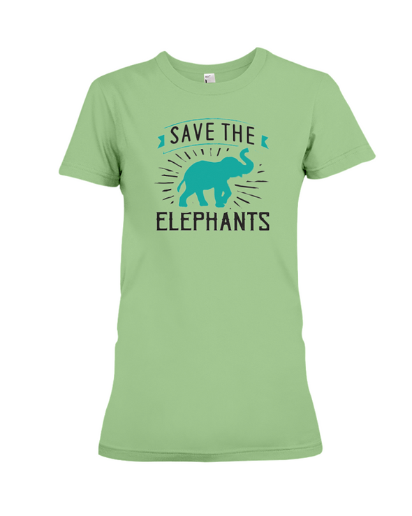 Save the Elephants Statement T-Shirt - Design 4 - Heather Green / S - Clothing elephants womens t-shirts