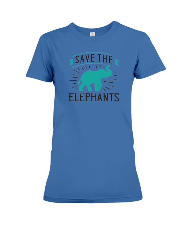 Save the Elephants Statement T-Shirt - Design 4 - Hthr True Royal / S - Clothing elephants womens t-shirts