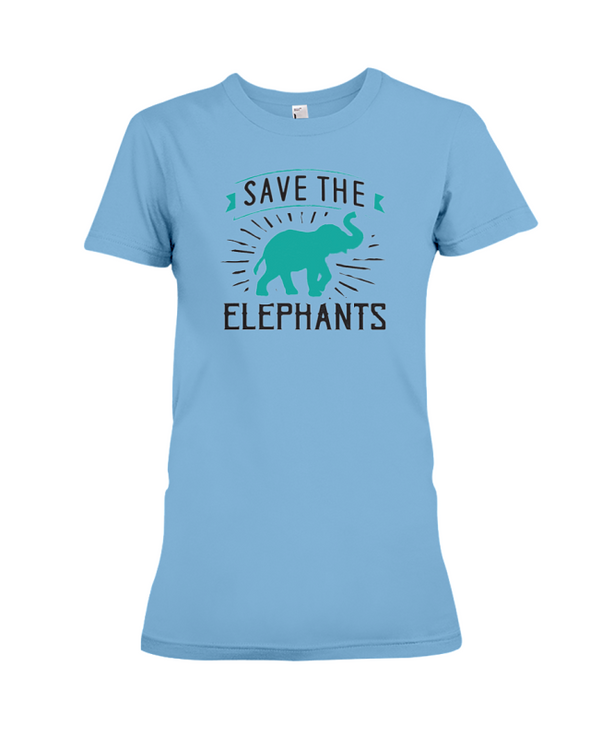 Save the Elephants Statement T-Shirt - Design 4 - Ocean Blue / S - Clothing elephants womens t-shirts